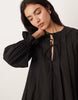 Glamorous tie front long sleeve mini dress in black