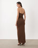 SNDYS metal detail strap scoop neck maxi dress in chocolate