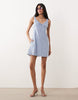 Abercrombie & Fitch ruched milkmaid mini dress in blue floral