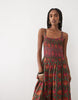 Abercrombie & Fitch scoop neck dipped waist midaxi dress with bold floral print in brown