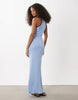 halter neck bodycon midi dress in blue