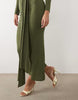 TFNC slinky slash neck drape front long sleeve maxi dress in olive