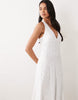 eyelet halter neck midaxi dress in white