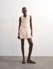 Topshop cowl neck full hem mini day dress in soft pink delicate floral
