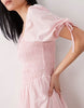 Wednesday's Girl shirred detailing midaxi smock dress in dusty pink