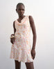 Topshop cowl neck full hem mini day dress in soft pink delicate floral