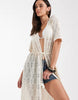 Vero Moda stretch lace tie front maxi beach dress in cream