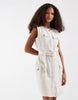 Vero Moda linen mix utility pocket detail belted mini dress in cream