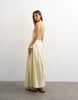 Topshop poplin square neck open back barrel cut midaxi sundress in yellow