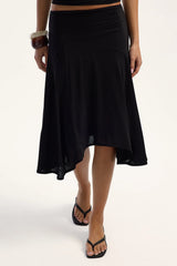 Perfect Stranger Avery Asymmetrical Midi Skirt Black