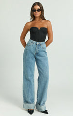 Brigitte Bodysuit - Sweetheart Paneled Bodysuit in Black