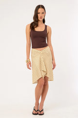Motel Esmeray Midi Skirt Diagonal Stripe Yellow