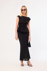 Perfect Stranger Claudette Shirred Top Black