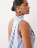 ARRANGE Curve botanical floral embroidered one shoulder maxi dress in dusky blue