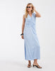 & Other Stories ruche front maxi dress with v-neck in light blue