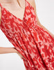 PIECES wrap detail cami plisse maxi dress in pink and red floral print