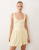 crinkle partial button up mini dress in buttermilk