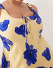 Curve scoop neck tie front midi dress in blown out blue floral