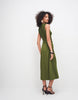 & Other Stories ruched sleeveless midi dress with keyhole in green