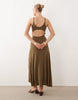 modal cut out back maxi dress in khaki