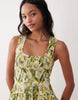 crinkle scoop neck maxi sundress with shirred waist in yellow daisy print