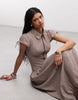 COLLUSION shirt dress midi dress in brown gingham