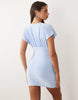 plunge slinky bodycon mini dress in baby blue