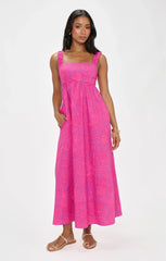 Fling Midi Dress ~ Pink Shells Poplin