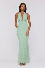 Bling It Babe Halter Maxi Dress Sage