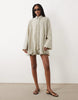 wide cuff shirt mini dress with bubble hem in mono plaid