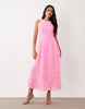 VILA floral jacquard midaxi dress in bonbon pink
