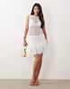 tassel hem mini dress in white