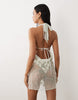 Miss Selfridge beaded cowl neck beach mini dress in sage