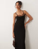 Never Fully Dressed Sapna ring detail cami maxi dress in black