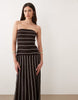 Pretty Lavish knit bandeau midi dress in brown cream stripe