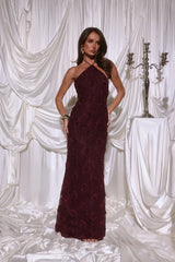The Fashion Muse Halter Maxi Dress Plum