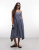 COLLUSION tie side asymmetric maxi dress in blue plaid