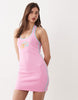 Kulani Kinis knot halter mini dress in bubblegum pink