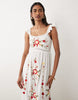 Miss Selfridge lace insert embroidered maxi dress in white