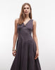 Daisy Street v neck corset style midi dress in gray broderie