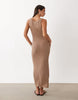 AWARE textured knit midi dress in portabella