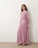 high neck deep cuff maxi dress in lilac