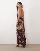 overlay lace trim midaxi dress with back detail in leopard print