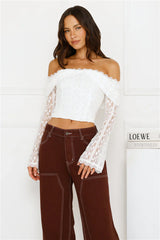 Lace Delight Off Shoulder Top White