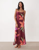 Aray sheer beach maxi dress in dark pink floral print