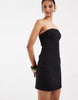 denim bandeau mini dress in black