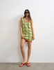Topshop knit sleeveless plaid mini dress in green