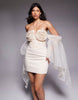 ASOS LUXE organza sleeve corsage mini dress in cream