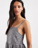 PIECES seersucker cami maxi dress in black and white gingham print