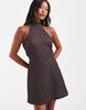 Vero Moda Petite halterneck polka dot mini dress in brown and yellow